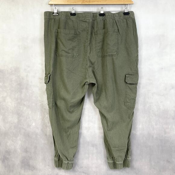 St. John's Bay Olive Cargo Jogger Pants‎ Womens 2X Linen Rayon Utility Casual - Picture 3 of 9